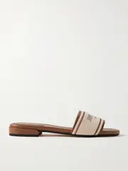 [Jimmy Choo] Jimmy Choo - Joa Canvas And Leather Slides - Tan - IT39 IT 39 Brown