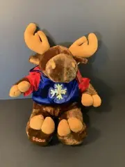 Dan Dee Christmas Moose Stuff Animal Blue Hoodie with Accents 2003 New With Tags