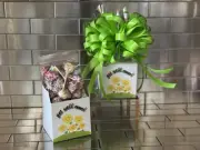 Get Well Soon Gift Box-Basket & 1/2 LB Dum Dum Lollipops Candy Wrap & Green Bow