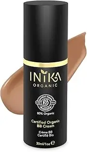 Inika Certified Organic BB Cream , Natural 3 in 1 Silky Primer Moisturizer Foundation, All Natural Make-Up , Hypoallergenic , Dermatologist Tested , 1 oz (30ml)