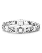 Lagos Sterling Silver Caviar Spark Diamond Circle Bead Link Bracelet