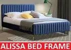 PREMIUM ALISSA KING SINGLE DOUBLE QUEEN KING SIZE WHITE BLUE VELVET BED FRAME