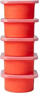 [KEVJES] Red Stackable Silicone Artisan Pizza Dough Proofing Container Boxes with Lids-500ml-Fresh Dough Made Easy! (5 set)
