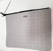 FLYTE Zip Krystyna Computer Sleeve Bag Quilted Grey Black/Grey Stripe Pouch NWT