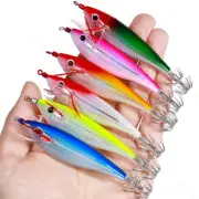 6pcs/Pack Luminous Shrimp Lures Octopus Squid Jigs Fishing Tackle Hook Bass Bait