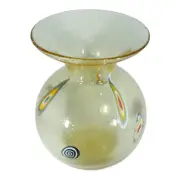 Murano Glass Vase Yellow Multi Millefiori Handmade Venice 23cm