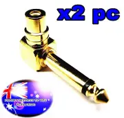 From OZ Quality 2PC Right Angle Female RCA To 6.35mm 1/4" Male Mono Plug Adaptor