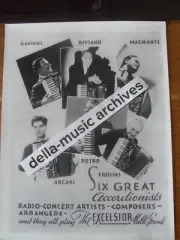 EXCELSIOR ACCORDION 1930's- 6 GREAT ACCORDIONISTS BW 8 x 10 PHOTO *REPRINT W@W!