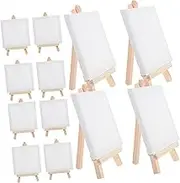 Generic 12pcs Multi Function Small Easels with Canvas Panels for Oil and Watercolor Painting Portable Display Rack for Art Crafts and Presentations