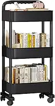 Book Trolley, Portable Folding Bookshelf with Wheels, Movable Utility Cart, Multi Tiered Storage Trolley, Adjustable Height Book Cart, Movable Book Storage Unit, Book Cart for Home Library