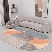 Nordic Design Washable Study Room Living Room Bedroom Balcony Kitchen Floor Decor Soft Area Rugs, 90x160cm Oval Bedside Non Slip Rugs 140x200cm(4.6ft×5.2ft/140×160cm)
