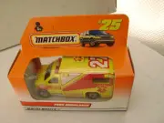 1997 MATCHBOX SUPERFAST #25 YELLOW FORD AMBULANCE 27 DIAL 911 NEW IN BOX
