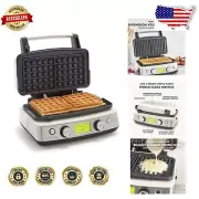 Elite Dual Waffle Maker: Adjustable Shade & Crunch Control, Easy Cleanup - White