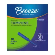 2X Breeze By Rexal Tampons Super Unscented With Applicator 18 Count Total 36 Lot