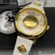 VERSUS VERSACE手錶,編號VV00313,40mm金色圓形精鋼錶殼,白色立體懸浮雕刻錶面,白真皮皮革錶帶款