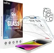 HAEZEL TECH [2+2 Pack] Screen Protector for iPhone 14 Plus 6.7'' - Tempered Glass Film with Camera Lens Protector, Case Friendly, Easy Install [Auto Alignment Kit] - HD Clear