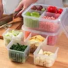 4 Grid with Lid Fridge Food Storage Crisper Fooding Sorting Frozen Storage Box
