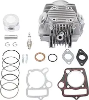 WOOSTAR 52.4mm Complete Cylinder Head 66mm Valves with Pistons and Gaskets Replacement for 4 Stroke Chinese Taotao Coolster 110cc Engine ATV Go Kart Dirt Bike