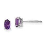 14k White Gold 5x3mm Oval Amethyst Earrings