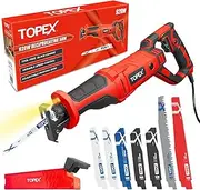 [TOPEX] Reciprocating Saw & 34 Piece Reciprocating Saw Blades, Long Blade Hand Saw, Jab Saw, Portable Small Power Cutter for Cutting Drywall, Sheetrock, Wood, Metel, Plastic, Plywood