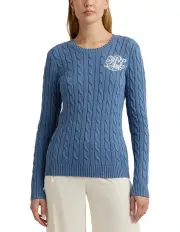 [Lauren Ralph Lauren] Cable-Knit Cotton Sweater in Blue