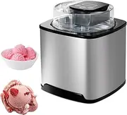 Ice Cream Maker with Compressor, Gelato Sorbet Frozen Yoghurt Maker with LCD Display, No Pre-freezing Ice Cream Machine, Detachable 2L Bowl & Clear Lid