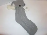UGG Cable Knit Stocking with Pom Poms Seal Grey NWT