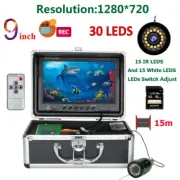 9" DVR Fish Finder Underwater Fishing Camera HD 15 IR Lamps +15 White Lamps 15M