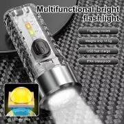 Mini Portable COB LED Light Keychain Lamp Flashlight Torch USB Rechargeable US