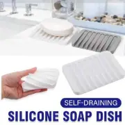 Silicone Soap Dish Holder Non-slip Soap Tray Rack Plate Storage Saver Bathroom