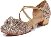 [Huicai] Girls Sequined Princess Shoes Soft-Soled Glittering Ballet Flats Shoes Wedding Party Princess Shoes