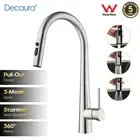 Decaura 3-Mode Spray Pull Out Kitchen Mixer Tap Stainless Steel Brushed Nickel