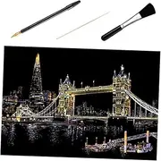 4pcs City Night Scratch Drawing Kit Fine Polishing Scratch Paper for Boys and Girls Safe Easy Painting Supplies for Kindergarten Primary School
