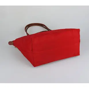 【LONGCHAMP】LONGCHAMP Le Pliage經典壓印LOGO尼龍拉鍊長把肩背水餃包(小/紅)