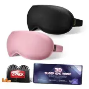 Weighted Sleep Mask 2 Pack - 3D Contoured Eye Masks for Pink & Black（2 Pack)
