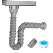 1-1/2" & 1-1/4" P-trap with Adapter, Flexible Sink Drain Pipe, Adjustable P