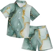 [Caihoyu] Baby-boys Toddler Short Sleeve Shirt Top+shorts Suits Casual Toddler Boy Outfits Infant Little Boy Gift