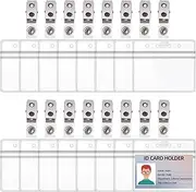 Cimeton 50 Sets Badge Holders and Metal Badge Clips, Clear Plastic ID Name Tags for Multiple Cards Badges Name Badges with Clips