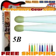 Perfektion Pair White [5B] Color Nylon Tip Drumsticks (Available in 5 sizes)