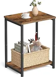 Vasagle LET271B01 Steel Frame Side Table with Storage Shelf, Vintage Brown