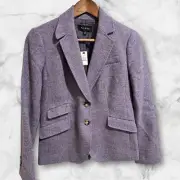 Talbots Purple Size 2 Wool Blend Two Button Blazer Jacket New With Tags