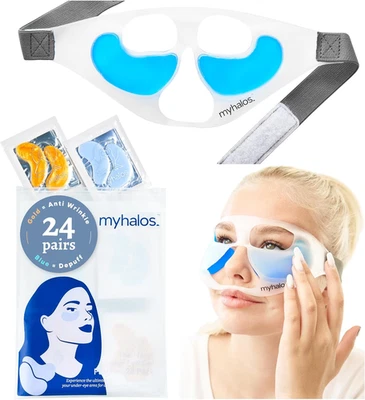 Myhalos under Eye Patches & Cooling Eye Mask Set - 24 Eye Masks for Puffy Eyes -