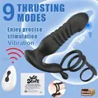 Anal Plug Vibrator Telescopic Thrusting Penis Ring Male Anal Massager Sex Toy AU