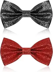 [SGERUFZ] Pack of 2 Glitter Bow Ties Men's Sequins Bow Ties Glitter Accessories Costume Accessories Adjustable Bow Tie for Wedding Carnival Fancy Dress Halloween Theme Party Costumes, multi-coloured,