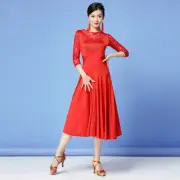 Ladies Solid Lace Latin Dance Dress Fringe Salsa Tango Rumba Ballroom Perform