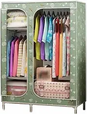 2 Doors Wardrobe,Simple Fabric Closet Storage Organizer Multifunction Large Cupboard with Hanging Rail 168 * 108 * 45CM(Size:168 * 108 * 45CM,Color:D) (C 168 * 108 * 45CM)