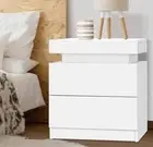 Bedside Tables 2 Drawers Bedroom Side Table Nightstand Wood Ample Storage White