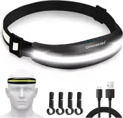 Headlamp USB Type C Rechargeable COB LED Bright Hard Hat Light, with Red Light H