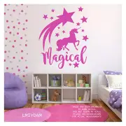 MAGICAL UNICORN SHOOTING STARS LARGE REMOVABLE VINYL DECAL WALL ART 22X27" GIRLS