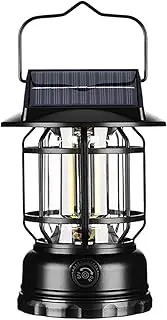 Vintage Solar Lantern - Camping Torch, Waterproof LED Light | Portable Rechargeable Flashlight, Outdoor Adventure Light, Patio Garden Lamp, Hanging Lantern for Hiking, Courtyard, and emergencyy Use